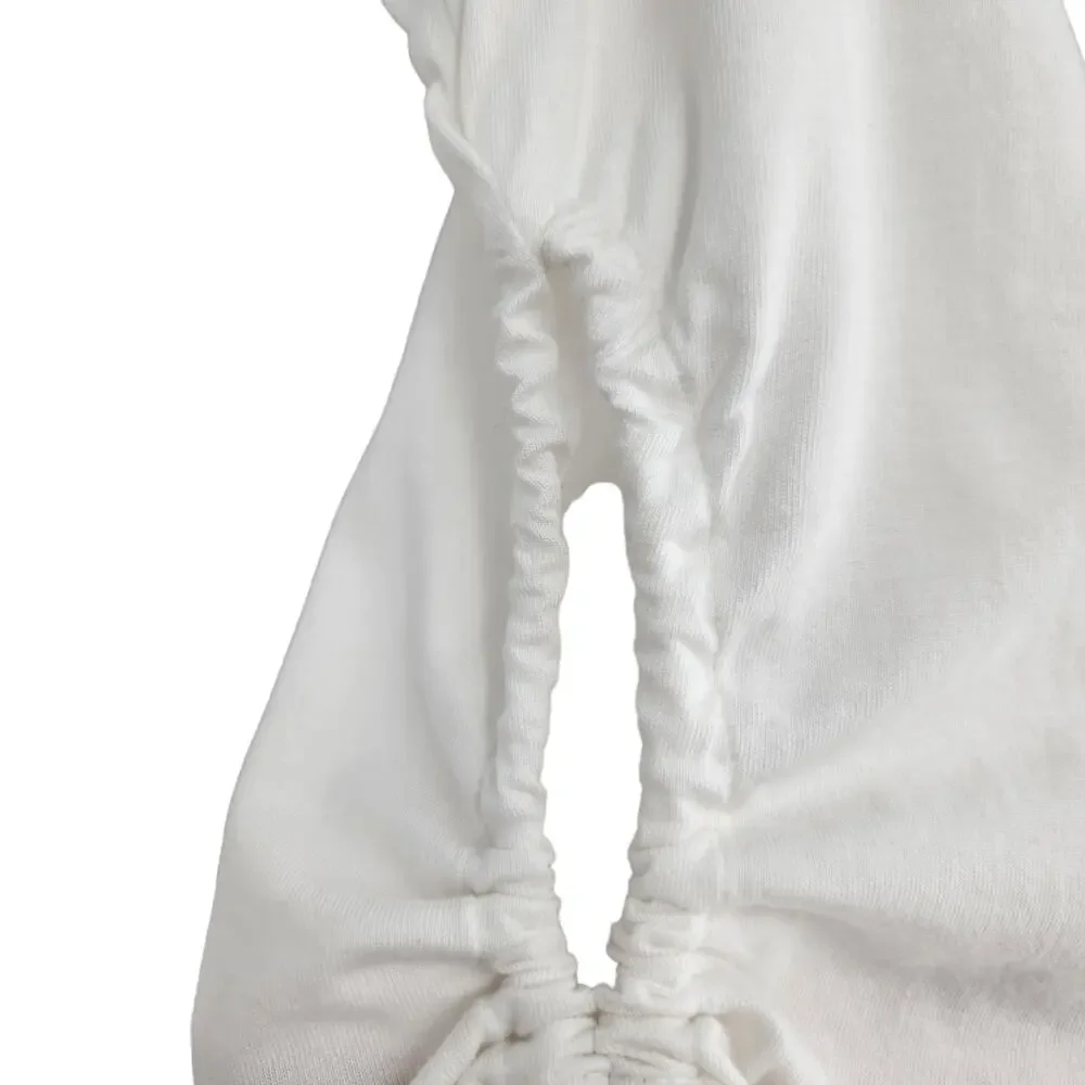 Revolve h:ours White Cotton Ruched Drawstring Side Sleeveless Blouse Size XXS